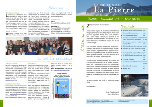 Bulletin n°9 — Hiver 2013