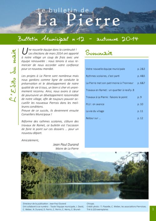 Bulletin n°12 — Automne 2014