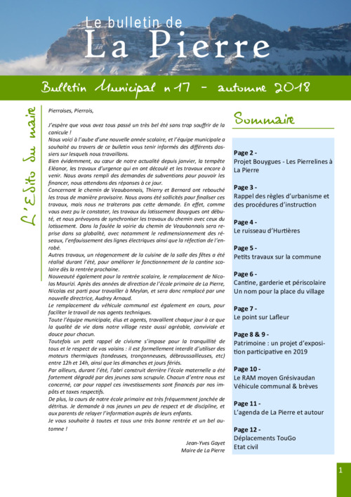 Bulletin n°17 — Automne 2018